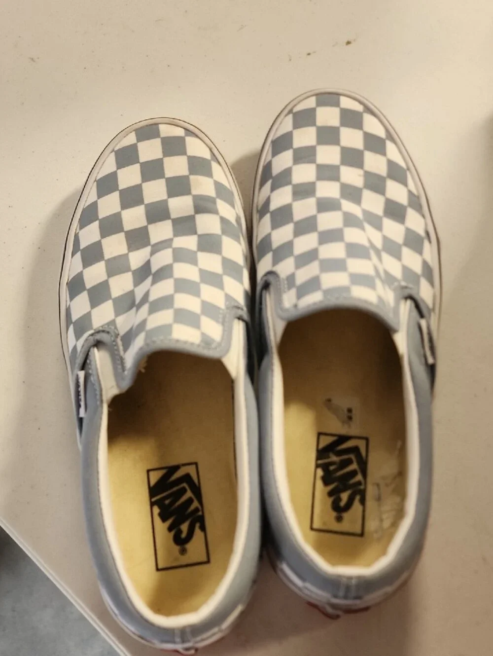 Vans Checkerboard Slip-On Sneakers in Light Blue and White - Men